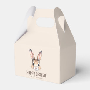 Custom Modern Watercolor Cute Easter Bunny Neutral Favour Box
