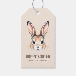 Custom Modern Watercolor Cute Easter Bunny Neutral Gift Tags