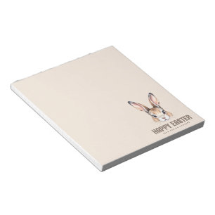Custom Modern Watercolor Cute Easter Bunny Neutral Notepad