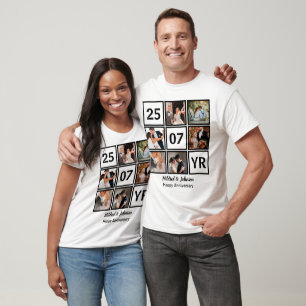 Custom Modern Wedding Anniversary 6 Photo Collage T-Shirt