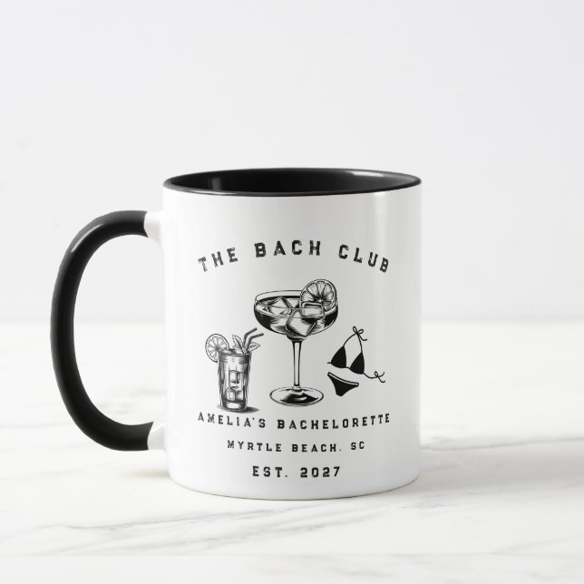 Custom Modern Weekend Bachelorette Beach Party Mug (Left)