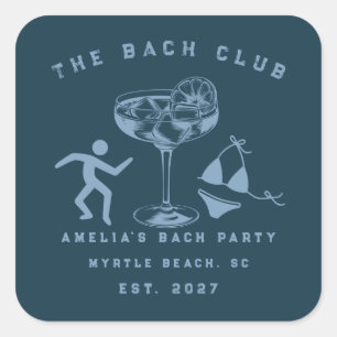 Custom Modern Weekend Bachelorette Beach Party Square Sticker