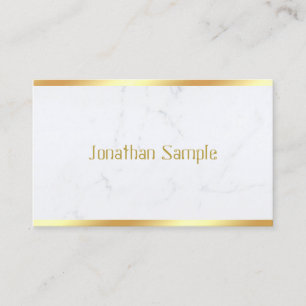 Custom Modern White Marble Gold Text Template Business Card