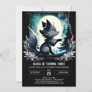 Custom Modern Wolf Birthday Invitation