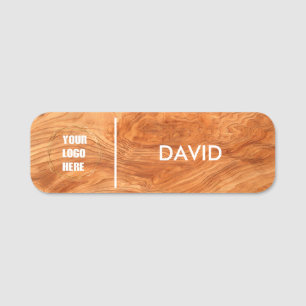 Custom Modern Wood Business Logo branding Name Tag