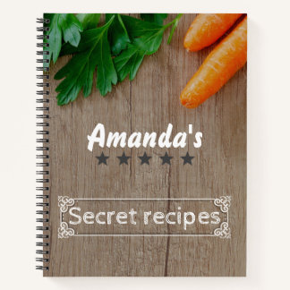Custom Modern wood design secret recipes Notebook