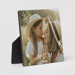 Custom Mom Est. Mothers Day Modern Script Photo Plaque