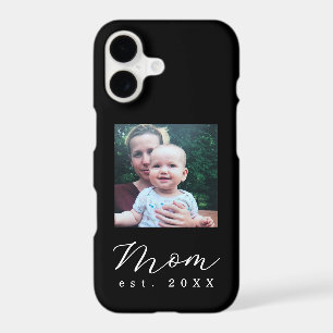 Custom Mom Est. Year Photo Black White Minimalist 