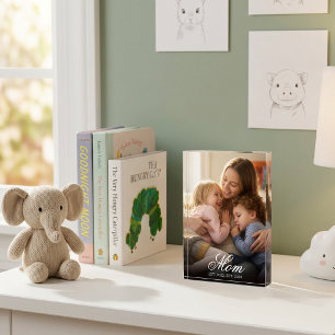 Custom Mom Established Elegant Script Photo Block