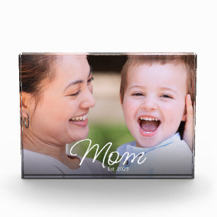 Custom Mom Established Modern Script Photo Block