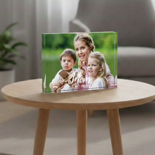 Custom Mom Established Modern Script Photo Block