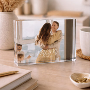 Custom Mom Established Modern Script Photo Block