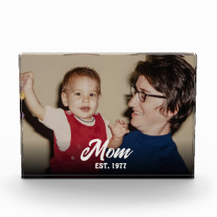 Custom Mom Established Modern Script Photo Block