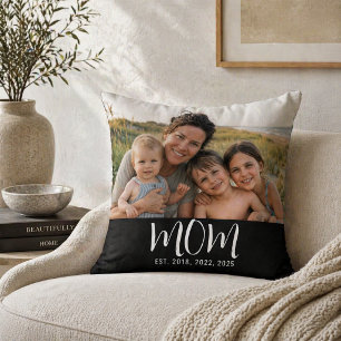 Custom Mom Established Modern Script Photo Cushion