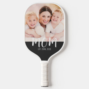 Custom Mom Established Modern Script Photo Pickleball Paddle