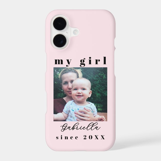 Custom Mom Girl Photo Since Year  Pastel Pink Chic (Back)