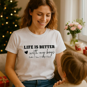 Custom Mom Shirt with Kids Names Heart