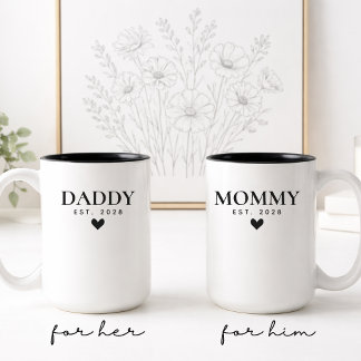 Custom Mommy & Daddy Mug Set Gift for Baby Shower