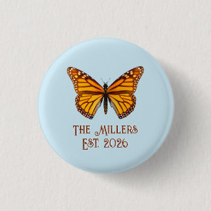 Custom Monarch Butterfly Family Name Established 3 Cm Round Badge