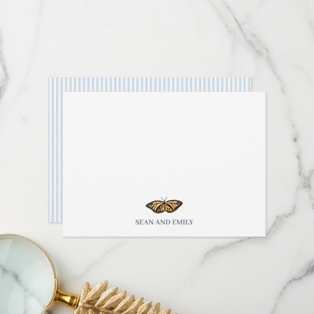 Custom Monarch Butterfly Painting Stationary Thank You Card (Front/Back In Situ)