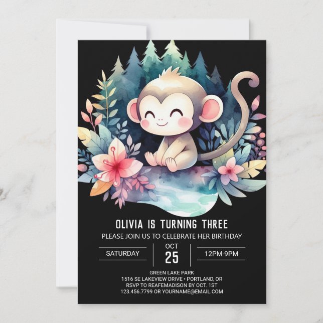 Custom Monkey Birthday Invitation (Front)