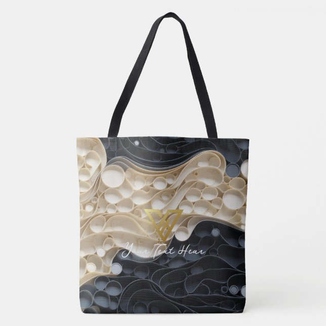 Custom : Monochrome Whirl Tote Bag (Front)