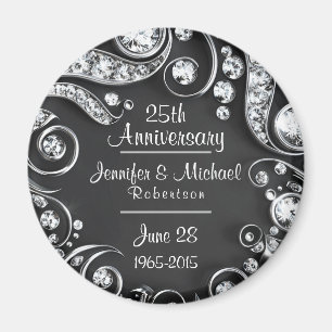 Custom Monogram 25th Anniversary Magnet