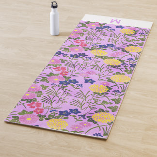Custom monogram 50th birthday floral trendy cute  yoga mat