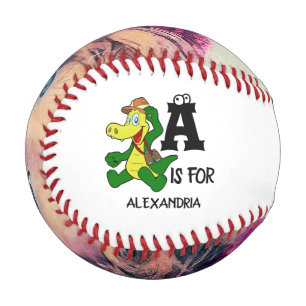 Custom monogram A is for Alligator funny reptile Baseball