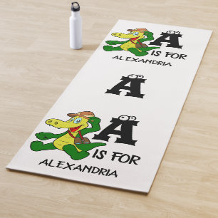Custom monogram A is for Alligator funny reptile T Yoga Mat