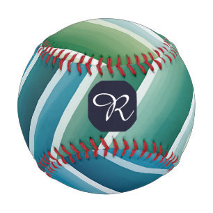 Custom Monogram Abstract Blue Green Baseball