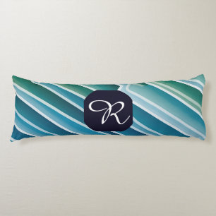Custom Monogram Abstract Blue Green Body Pillow