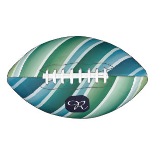 Custom Monogram Abstract Blue Green Football