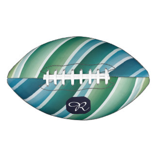 Custom Monogram Abstract Blue Green Football