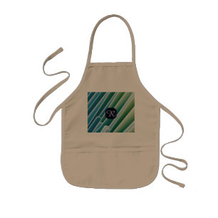 Custom Monogram Abstract Blue Green Kids' Apron