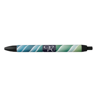 Custom Monogram Abstract Blue Green Pen