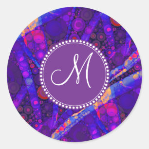 Custom Monogram Abstract Circles Mosaic Classic Round Sticker