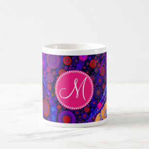 Custom Monogram Abstract Circles Mosaic Coffee Mug