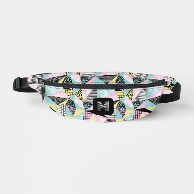 Custom Monogram Abstract Tropical Pattern Bum Bags (Front)