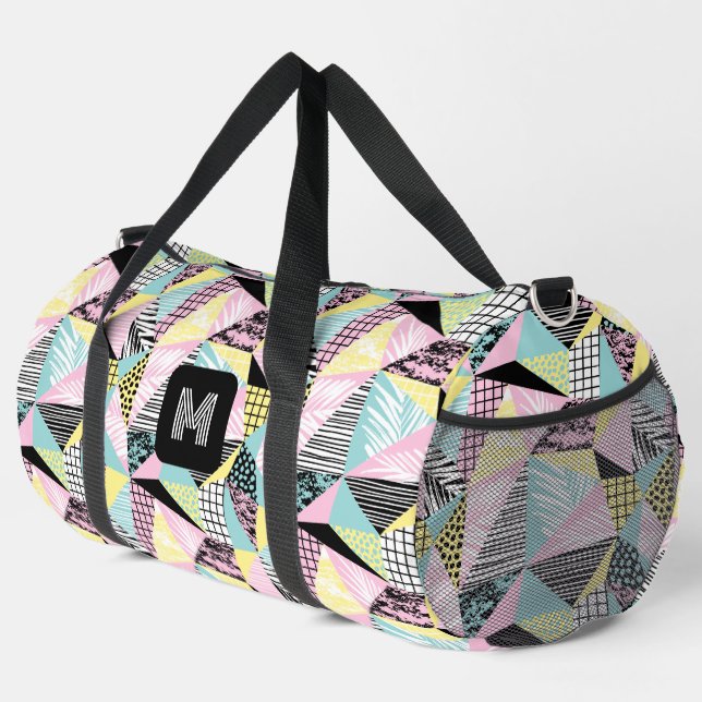 Custom Monogram Abstract Tropical Pattern Duffle Bag (Right Corner)