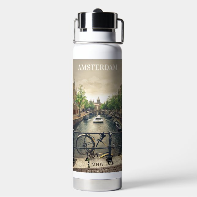 Custom Monogram Amsterdam Water Bottle (Back)