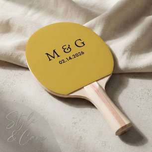 Custom Monogram and Date Personalised M Gold Ping Pong Paddle