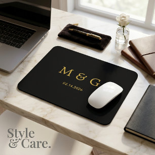 Custom Monogram and Date Personalised Stylish Mouse Pad