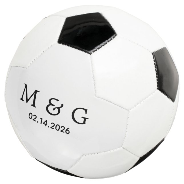 Custom Monogram and Date Personalized Soccer Ball (Three Quarter)