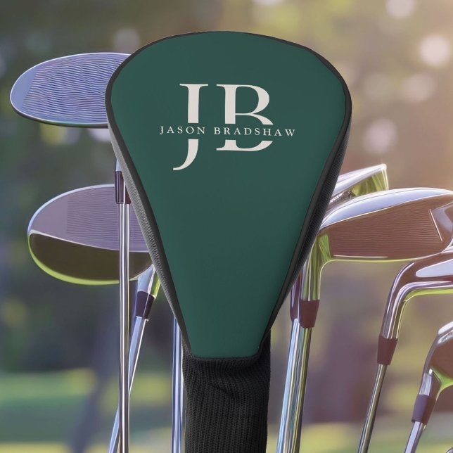 Custom Monogram and Name Classic Green Golf Head Cover (Creator Uploaded)