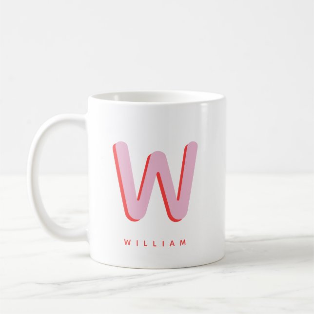 Custom Monogram and Name Coffee Mug (Left)