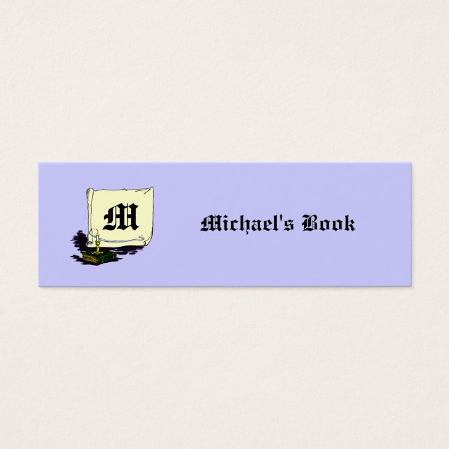 Custom Monogram and Name Vintage Art Mini Bookmark (Front)
