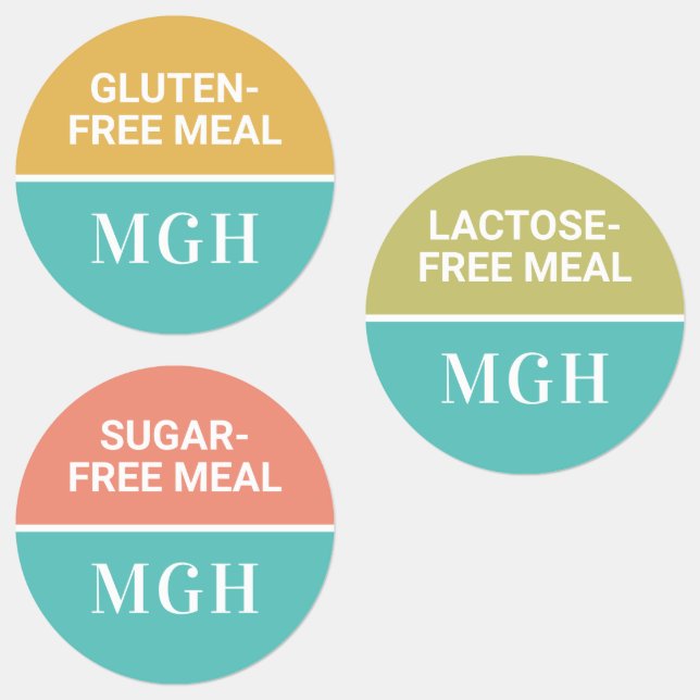 Custom monogram and text food label set (Group)
