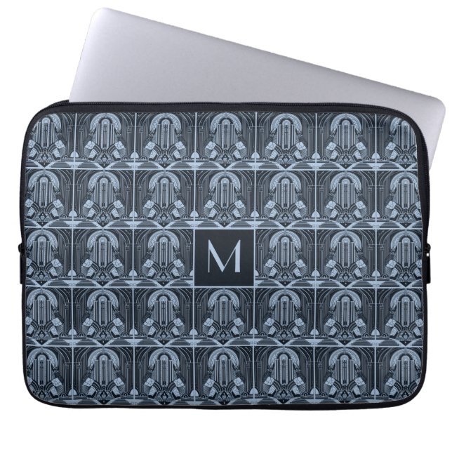Custom Monogram Art Deco Laptop Sleeve (Front)