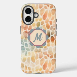 Custom Monogram Artistic Watercolor Pattern iPhone 16 Case